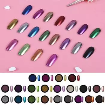 Пудра для ногтей с блестками металлического цвета, долговечный нейл-арт, зеркальный пигмент для ногтей, пудра для украшения ногтей 15