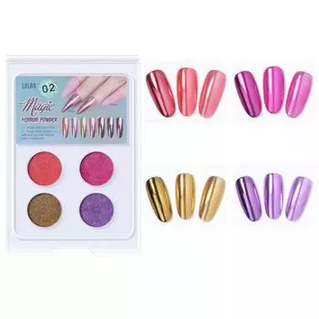 Пудра для ногтей с зеркальным эффектом, однотонная пудра телесного цвета, набор из 4 цветов