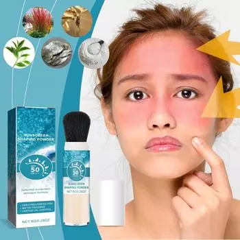 Пудра для солнцезащитного крема, пудра-кисть, пудра для контроля жирности солнцезащитного крема для лица, полупрозрачная кисть для солнцезащитной пудры
