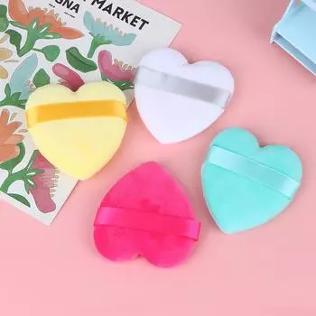 Пудра-пуховка для макияжа Love Heart Makeup Puff Velvet Сухое использование Мягкая гладкая чёрный