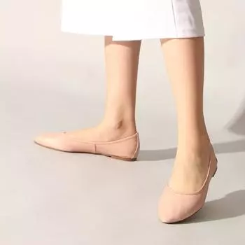 Пудровые кожаные балетки из натуральной кожи