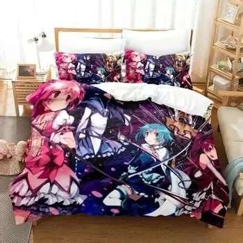 Puella Magi Madoka Magica Bedding Set Cartoon Anime three-piece set Adult Kid Bedroom Duvetcover Sets 3D Kawaii Girl All season 70x133cm 2pcs