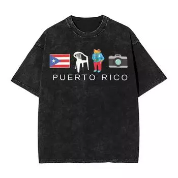 Puerto Rico DTMF Debi Tirar Mas Fotos Washed T Shirt Streetwear Hip Hop Vintage T-Shirts Bads Bunnys Tees Tops for Women Unisex L чёрный