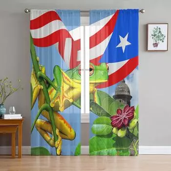 Puerto Rico Red Eyed Tree Frog Curtain For Living Room Transparent Tulle Curtains Window Sheer For The Bedroom Accessories Decor W135 x H114cm