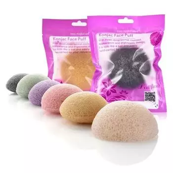 Puff Natural Cleanse Exfoliator Puff Face Cleaning Sponge Round Shape Konjac Face Washing Sponge Facial Tool розовый