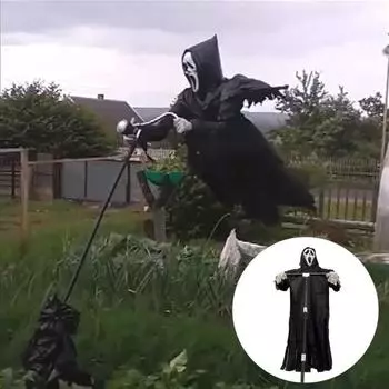 Пугало, кричащий призрак, украшение на Хэллоуин, страшный висящий призрак смерти, уличные украшения для сада, двора, патио, лужайки чёрный