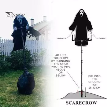 Пугало, кричащий призрак, украшение на Хэллоуин, страшный висящий призрак смерти, уличные украшения для сада, двора, патио, лужайки чёрный