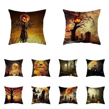 Пугало ужасов на Хэллоуин с принтом тыквы, чехол для подушки, украшение для дома, гостиной, дивана, полиэстеровая подушка, наволочка 40X40CM