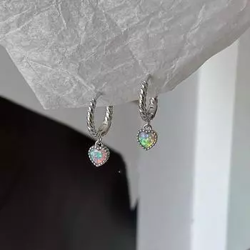 Пуговица для ушей с подвеской в форме сердца из лунного камня