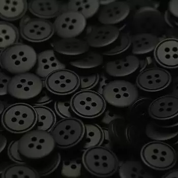 Пуговица из смолы с четырьмя ушками и двумя кругами, декоративная пуговица чистого черного цвета для рубашек мужской и женской одежды, пуговица для высококачественного блейзера. 1 #[10mm XQ #four-eye round flat black]