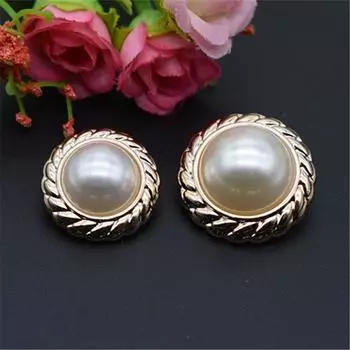 Пуговица Пластиковая Золотая Круглая Пальто Верх Женская Рубашка Куртка Свитер Аксессуары 28L = 18.0MM * Pearl rope edge