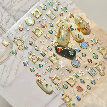 Пуговица Тряпка Цветочный Принт Цветок Маленькая Наклейка Мультфильм Сделай Сам Украшения Для Ногтей Наклейки Самоклеящиеся Рельефные Наклейки Для Ногтей Подарки A1