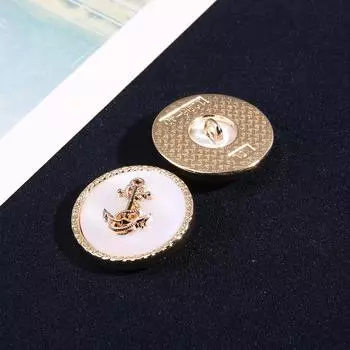 Пуговицы для одежды Красивые изысканные круглые пуговицы Универсальные пальто Куртка Свитер Высококачественные металлические пуговицы Аксессуары 2 #Gold + White * 16mm * Round