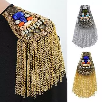 Пуговицы, заклепки, цепочки, кисточки, ручной работы, DIY Декор, для мужчин и женщин, значок на плечо золотистый