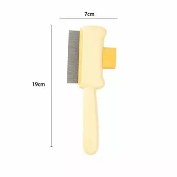 Пуходерка Щетка для кошек Расческа Самоочищающаяся одной кнопкой Удалитель шерсти домашних животных Собаки Кошки Щенок Котенок Yellow dense teeth