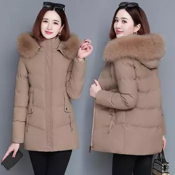 Пуховая хлопковая куртка женская средняя длинная куртка холодная теплая зимняя одежда XS чёрный