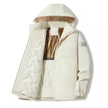 Пуховая хлопковая одежда мужская зимняя утолщенная теплая хлопковая одежда свободного размера со съемной шапкой модная куртка L