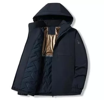 Пуховая хлопковая одежда мужская зимняя утолщенная теплая хлопковая одежда свободного размера со съемной шапкой модная куртка L