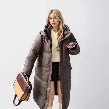 Пуховая хлопковая одежда женская длинная куртка длиной до колена летняя зимняя утолщенная теплая версия в стиле колледжа M чёрный