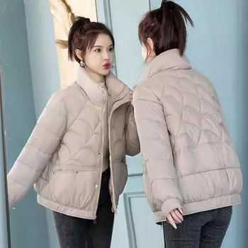 Пуховая хлопковая одежда женская короткая женская одежда новая утолщенная стойка воротник универсальная маленькая зимняя одежда для хлеба куртка M (under 55 kg)