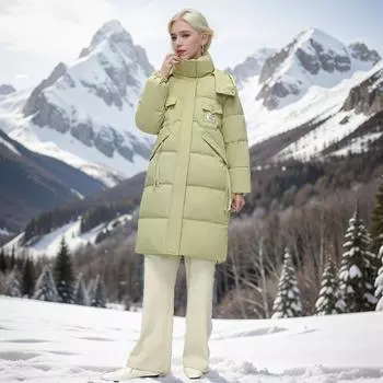 пуховая хлопковая одежда женская мода большой размер средний и длинный с капюшоном утолщенная хлопковая одежда хлеб одежда куртка M [Recommended below 52.5 kg] чёрный