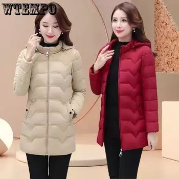 Пуховая хлопковая одежда женская модная хлопковая куртка средней длины Yangqi Hundred женская зимняя теплая хлопковая куртка XL чёрный