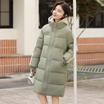 Пуховая хлопковая одежда женская средняя и длинная зимняя новая хлопковая одежда популярная стеганая куртка стеганые куртки утолщенная женская одежда M белый