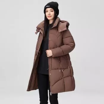 Пуховая хлопковая одежда женская средняя и длинная 2024 новая холодная зима теплая модная куртка иностранного стиля свободная M чёрный
