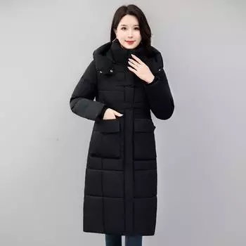 Пуховая хлопковая одежда женская средняя и длинная выше колена модная иностранная новая зимняя женская хлопковая одежда куртка M бордовый