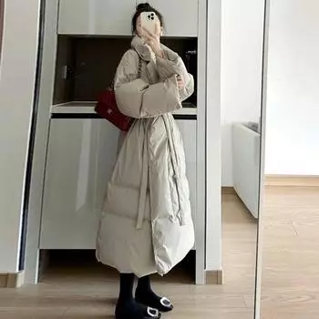 Пуховая хлопковая одежда женская средняя и длинная одежда ленивая выше колена свободная утолщенная пуховая договорная S