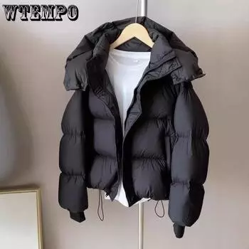 Пуховая хлопковая одежда женская зимняя короткая утолщенная модная хлопковая одежда корейский свободный дизайн хлопковое пальто куртка S чёрный