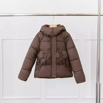 Пуховая хлопковая одежда женская зимняя новая модная короткая маленькая стойка воротник утолщенная хлебная одежда хлопковое пальто M