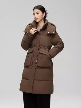 Пуховая хлопковая одежда зимняя новая утолщенная выше колена средняя и длинная талия тонкая и узкая хлопковая одежда куртка женская M белый