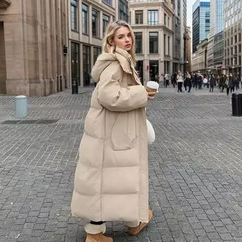 Пуховая хлопковая подкладка женская средняя и длинная до колена летняя версия взрыва моды хлопковые подкладки куртки женские утолщенные S белый