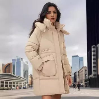 Пуховая хлопковая подкладка, женская зимняя взрывная утолщенная хлопковая подкладка, средние и длинные, нишевая талия, подкладка, хлопковая подкладка M белый