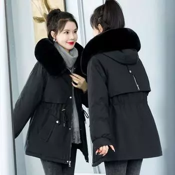 Пуховая хлопковая подстежка для женщин, новая свободная хлопковая подстежка, короткие утепленные куртки для преодоления хлопковых подстежек M [recommended 90-55kg]