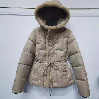 Пуховая хлопковая подстежка для женщин, новая зимняя корейская утолщенная хлопковая подстежка и хлопковые подстежки, свободные и тонкие для женщин. M хаки