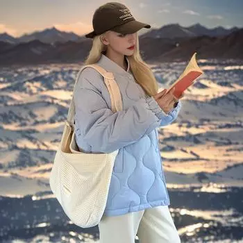 Пуховая хлопковая утепленная одежда для женщин зима 2024 новые корейские хлопковые утепленные куртки, осенние и зимние хлопковые утепленные ромбы маленькие легкие и тонкие S [recommended 80-57.5 kg]