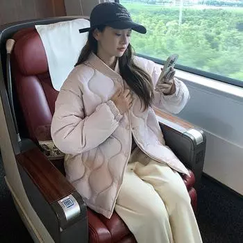 Пуховая хлопковая утепленная одежда для женщин зима 2024 новая корейская маленькая тонкая хлопковая утепленная куртка осень и зимняя утепленная куртка с ромбовидной головкой S [recommended 80-57.5 kg]