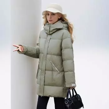 Пуховая хлопковая утепленная одежда женская модная с капюшоном осенне-зимняя утепленная хлопковая утепленная одежда свободная однотонная хлопковая утепленная куртка M красный