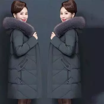 Пуховая куртка для людей среднего и пожилого возраста, куртка для мам, женская куртка средней длины, утяжеленная, для увеличения веса, толстая, стеганая куртка M серый