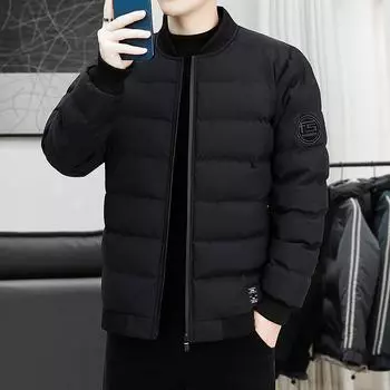 Пуховая куртка с хлопковой подкладкой для мужчин, зимняя куртка с хлопковой подкладкой, утолщенный повседневный бейсбольный воротник, зимняя одежда, воротник-стойка, теплая M