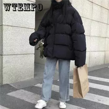 Пуховая куртка женская зимняя короткая корейская версия свободная стеганая куртка утолщенная студенческая S серый