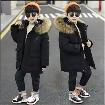 Пуховая куртка, зимняя одежда, для больших мальчиков, мальчики, стеганая куртка, куртка в стиле вестерн 170 чёрный