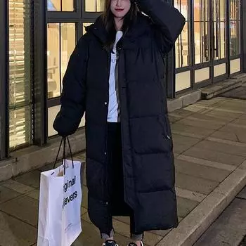 Пуховая одежда для женщин средней и длинной длины в корейском стиле, свободная одежда с наколенниками и куртки с хлопковой подкладкой, зимние новые пальто больших размеров 2024 года S recommends 80-50kg