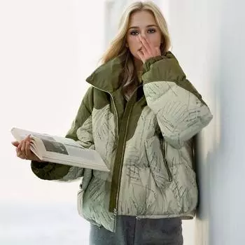 Пуховая одежда женская зимняя короткая дизайнерская куртка корейской версии утолщенная маленькая контрастная цветная хлебная одежда M красный