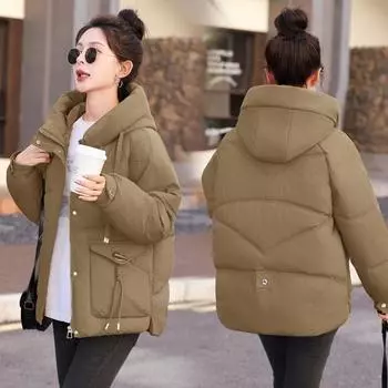 Пуховая одежда женская зимняя одежда 2024 новая - утепленная одежда корейская версия облегающая маленькая - утепленная куртка короткая утолщенная M чёрный