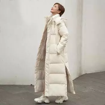 Пуховая парка женская с капюшоном толстым 805 M хаки