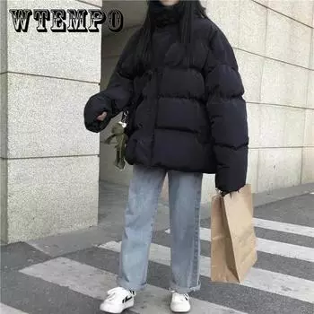 Пуховая стеганая куртка, женское пальто, студенческое свободное стеганое пальто, хлебное пальто XL