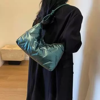 Пуховая сумка большой емкости Женская сумка через плечо Большая сумка чёрный